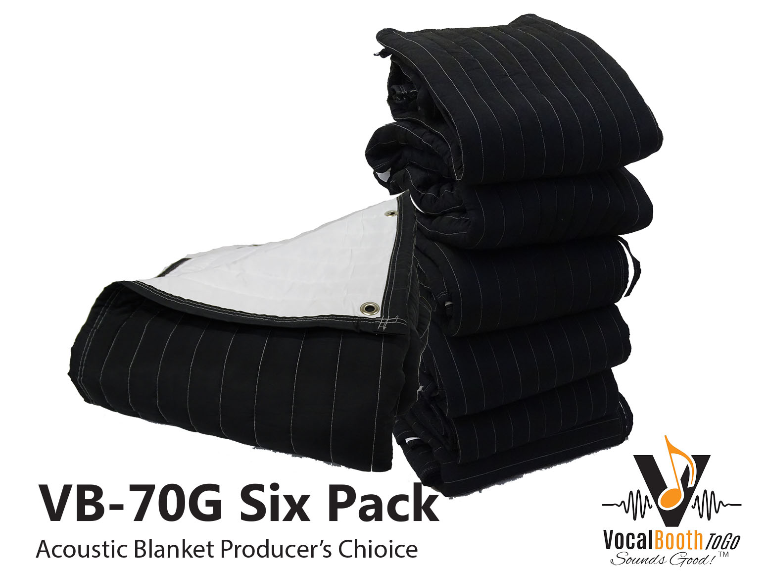 VB70-G Sound Blankets Producers Choice White-Black (80 H x 80 W) WITH  GROMMETS